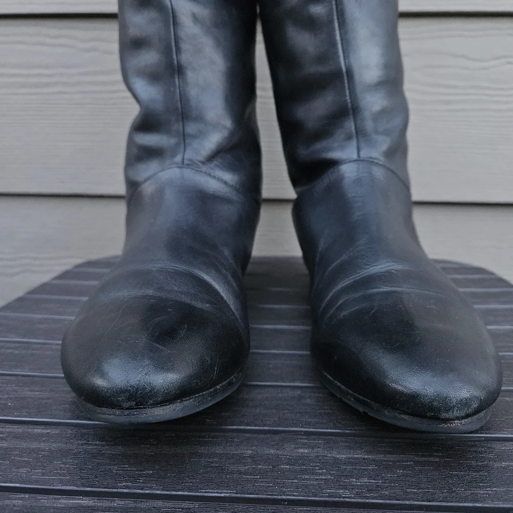 Ted Baker Francki Black Over the Knee Boots Tall Black Leather Womens Size 10